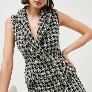Karen Millen Chic Black and White Houndstooth Vest